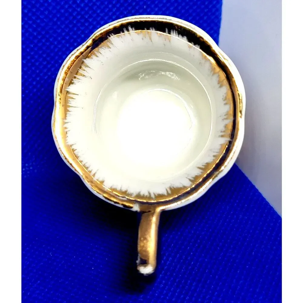 VNTG Japan Mini Porcelain Tea Cup Saucer Gold Trim Footed Base Vibrant Florals
